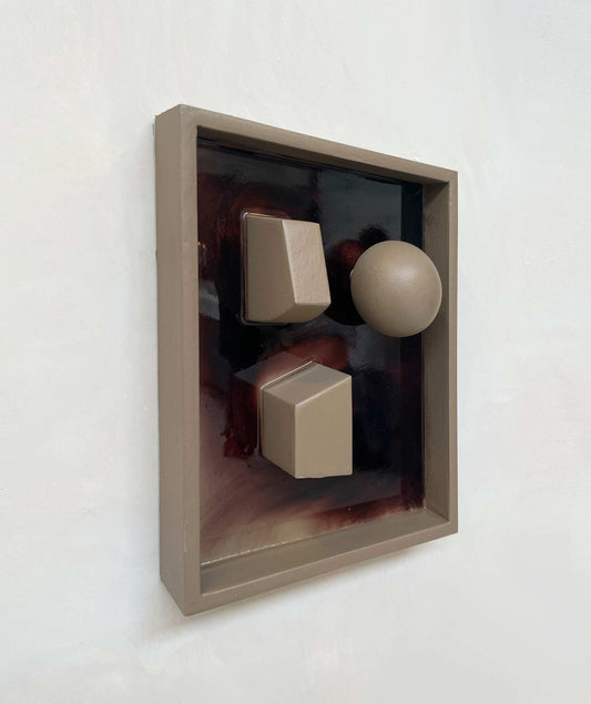 One-of-a-kind PLAY collection artwork, grey flame design, eco-friendly PLA and resin finish, includes Certificate of Authenticity, size 30x24 cm.