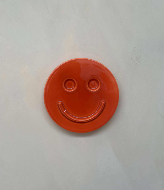 Orange HAPPY ceramic artwork - Unique Handcrafted Design