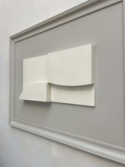 Vintage Frame Yin Yang artwork by Edith Beurskens in dark lime frame with gloss off-white design, 86.5 x 112 cm.