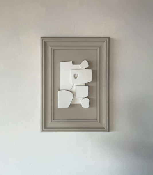 Vintage Frame Hippo artwork in brown wood frame, exclusive design by Edith Beurskens, biodegradable PLA material, shadow white color.