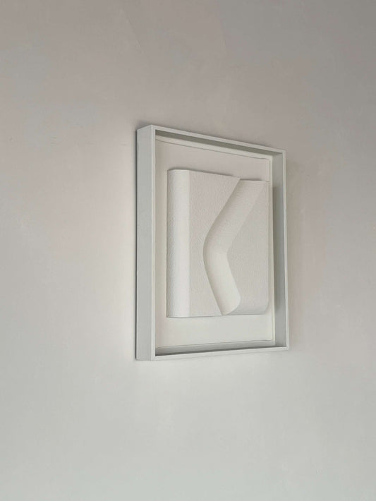 Canvas Erosian artwork with shadow white frame and structured plaster finish, size 33.5 x 27.5 cm, includes certificate of authenticity.