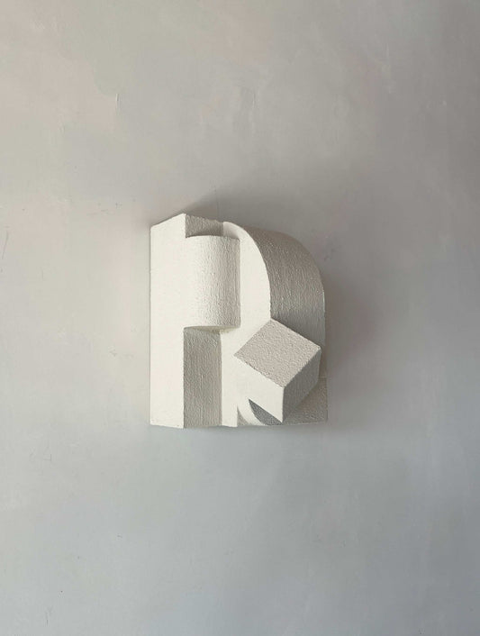 Erica sculpture in sand, organic wall art with hand-painted finish.