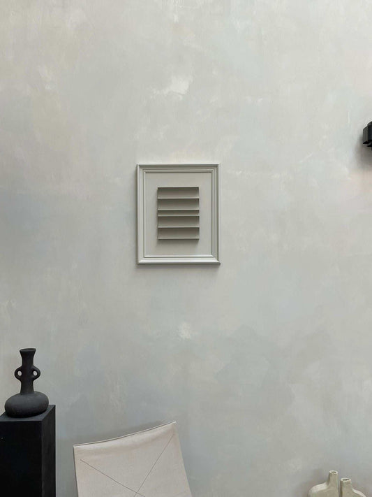 Vintage Frame Jolie by Edith Beurskens, shadow white frame, brown wood artwork, 59 x 49.5 cm.