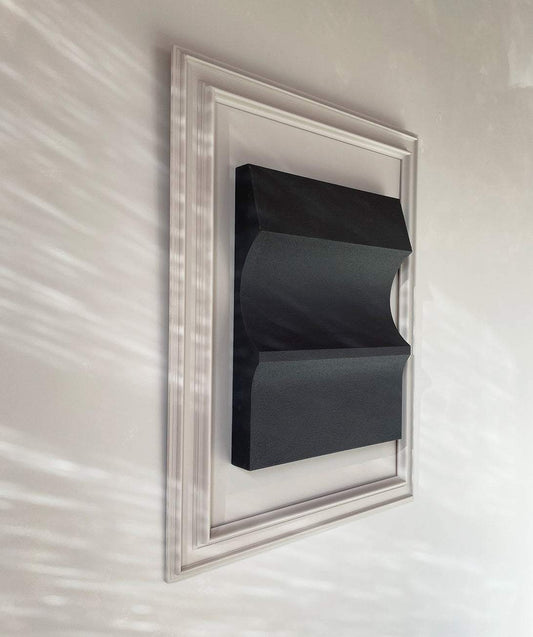 Vintage Frame 22.02 by Edith Beurskens, featuring plant-based PLA material with sand texture and eco-paint, in mushroom and anthracite colors, size 63.5 x 83.5 cm.