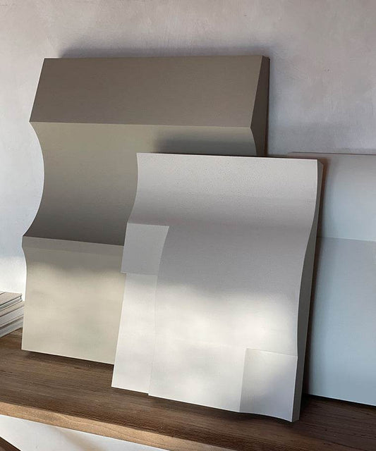 Modern art pieces made of biodegradable PLA with sand texture.