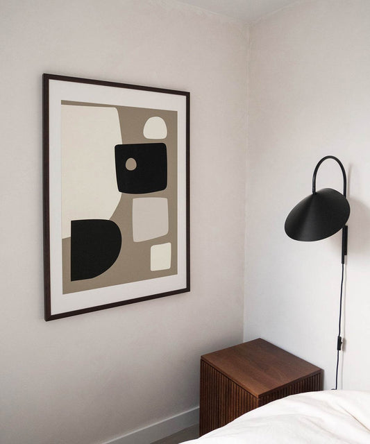 Art print on wall, high-quality Hahnemühle paper, modern abstract design, no frame, room decor.