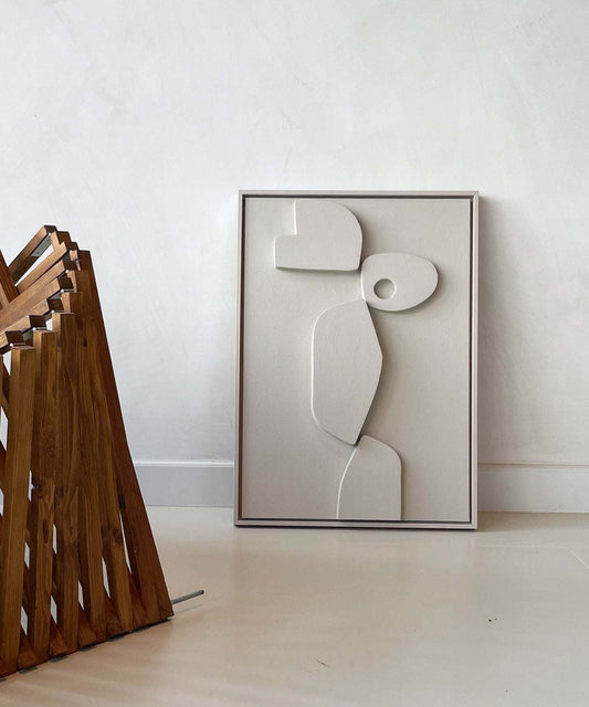 Minimalist art made from eco-friendly PLA material with a sand-textured finish and eco-paint.