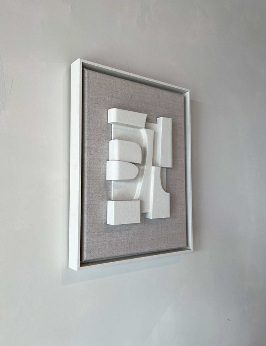 Canvas Jonna wall art with shadow white frame and structured plaster finish.