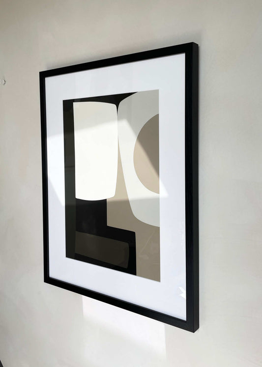 Art print with abstract design and matte finish on premium Hahnemühle paper, displayed without a frame.