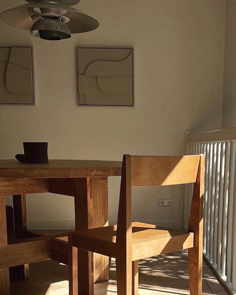 Handmade wall art "Duo #22.3.1 Do + #22.3.2 Re" with eco-paint finish on a textured surface, displayed in a minimalist interior setting.