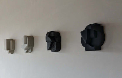 Organic form 'Helene' wall sculpture with hand-painted sand finish, inspired by architectural pioneers.