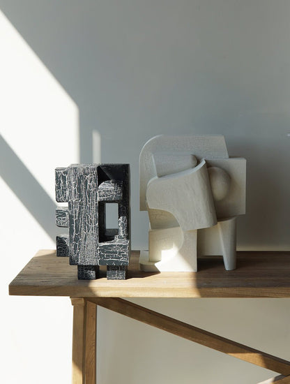 Odile Sculpture Crackle wall and table art piece with unique hand-painted finish.