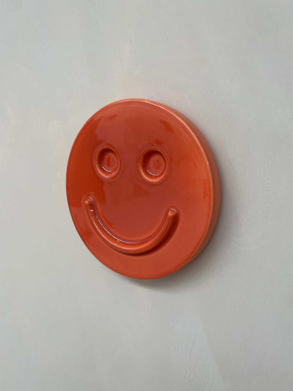 Orange HAPPY ceramic artwork - Unique Handcrafted Design
