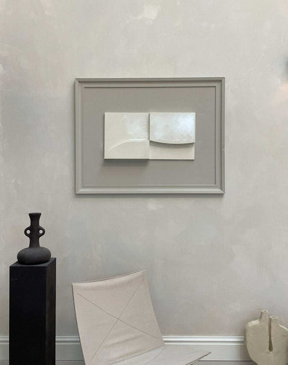 Vintage Frame Yin Yang artwork by Edith Beurskens in a dark lime vintage frame, gloss off-white color, 86.5 x 112 cm.