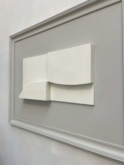 Vintage Frame Yin Yang artwork by Edith Beurskens in dark lime frame with gloss off-white design, 86.5 x 112 cm.