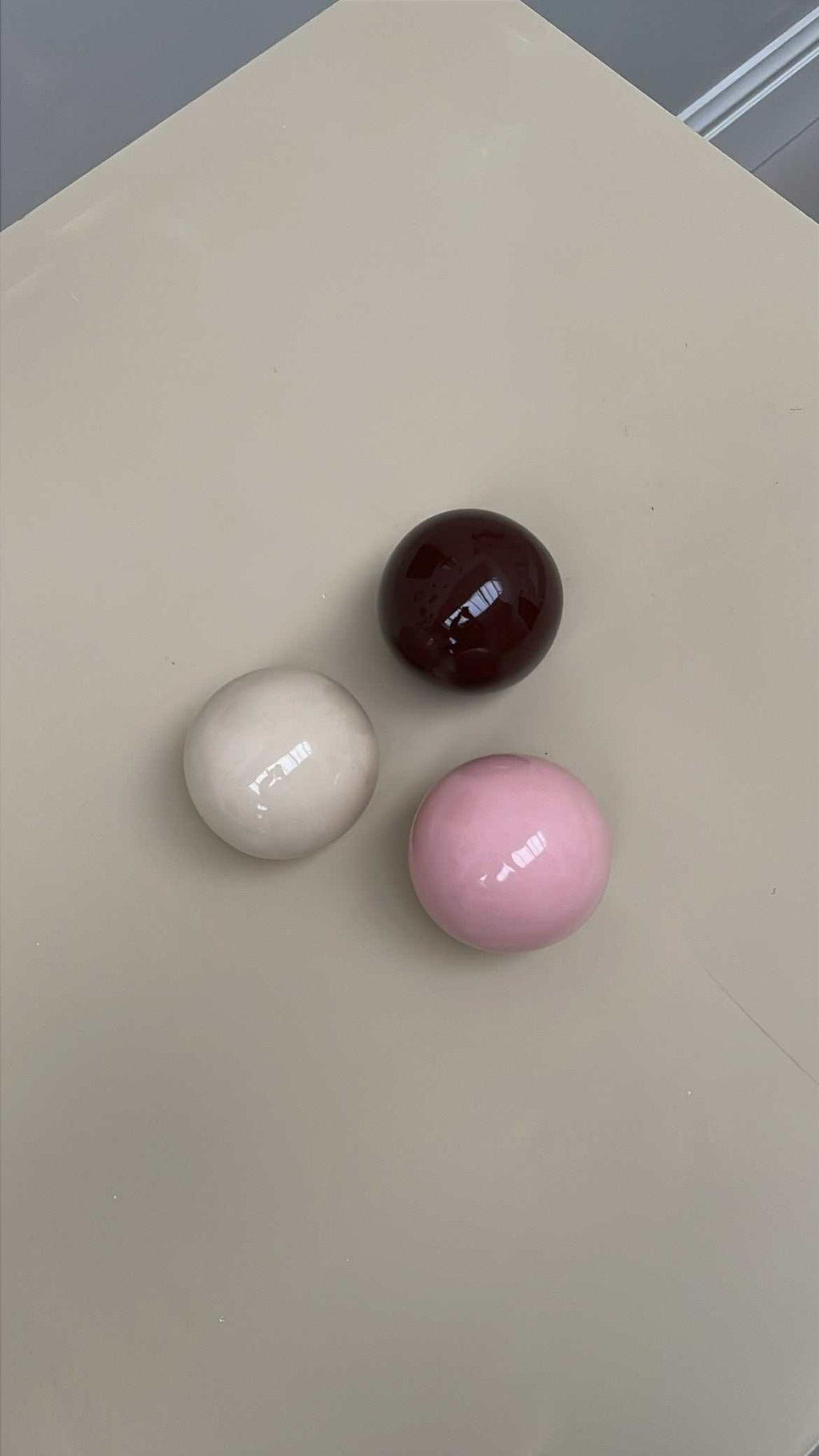 Ceramic ball 3 pieces - Set of Lace Brown Rose Art