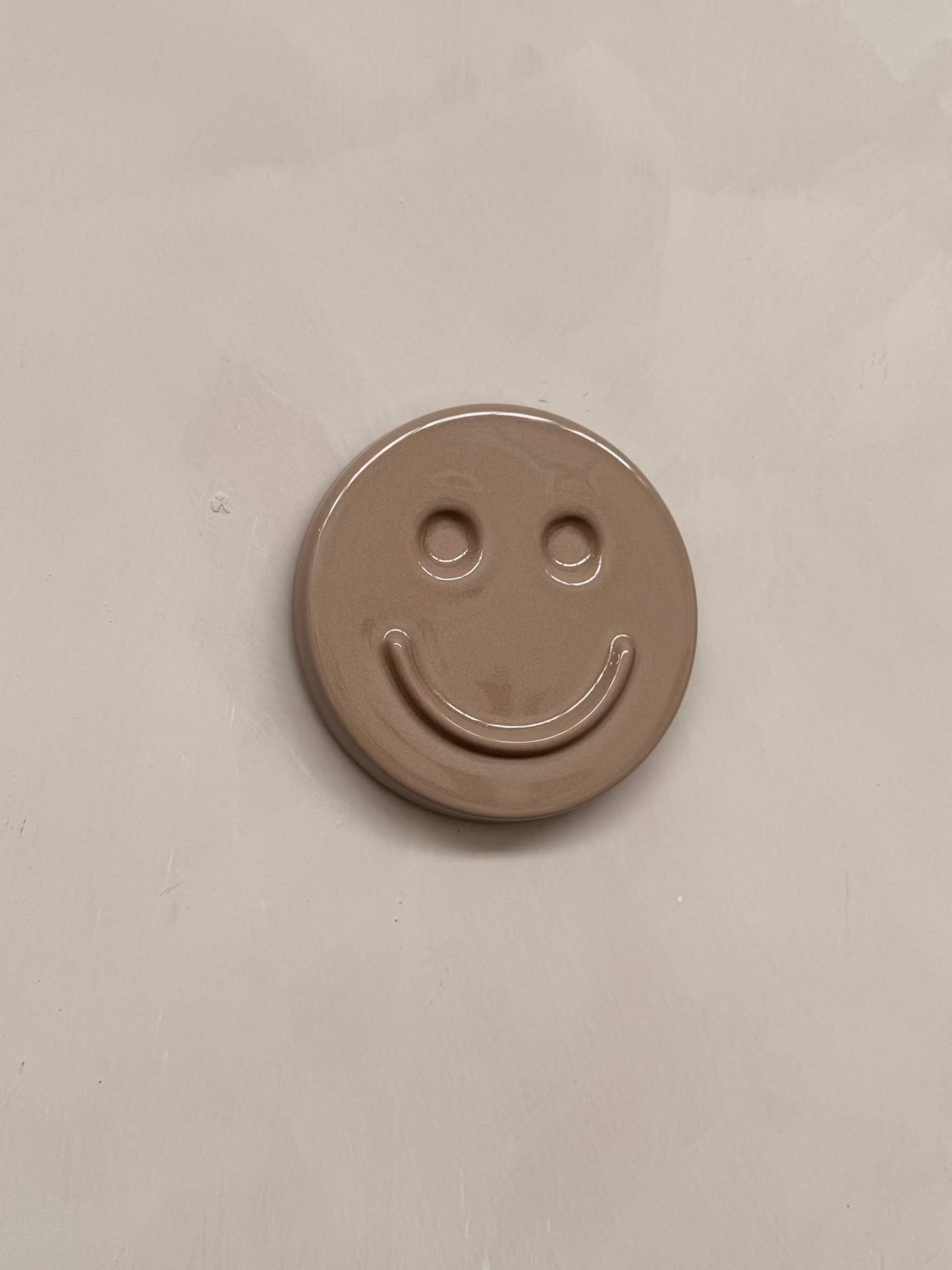 HAPPY ceramic wall art chalk color smiley face handcrafted decorative piece