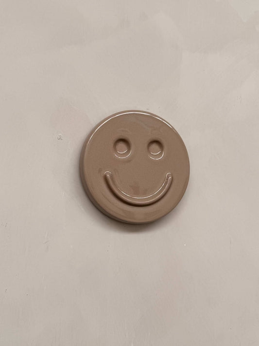 HAPPY ceramic wall art chalk color smiley face handcrafted decorative piece