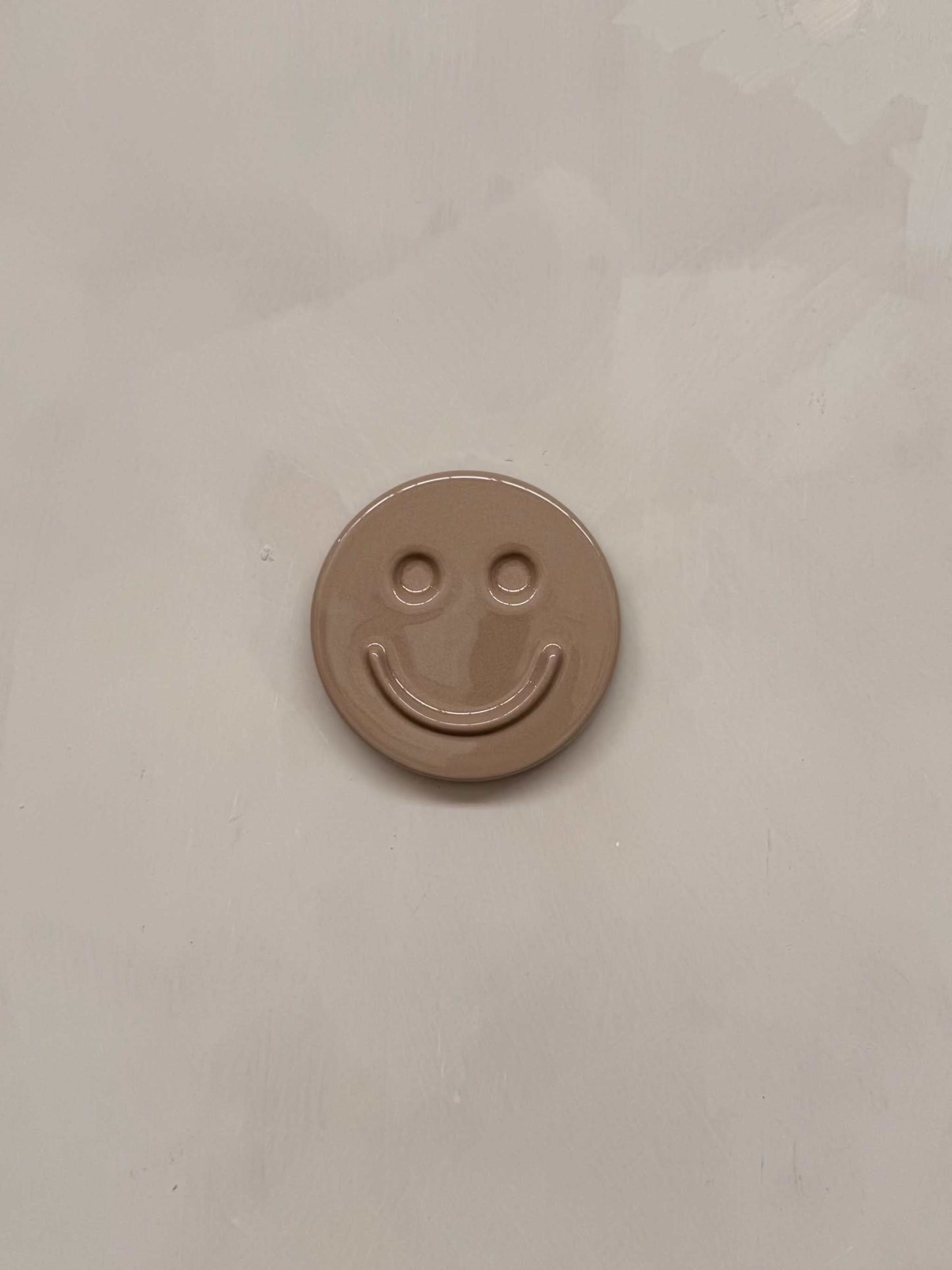 HAPPY ceramic wall art smiley face in chalk color handcrafted wall decoration