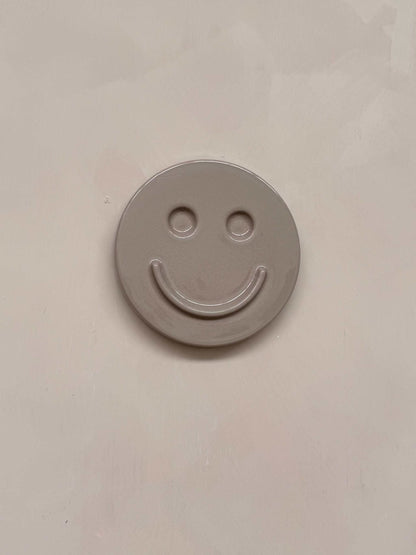 HAPPY ceramic wall art smiley face made from glazed concrete ceramic clay wall decoration