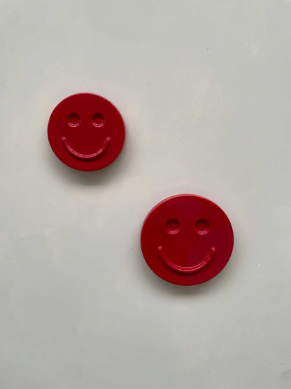 HAPPY ceramic wall art red smiley faces handcrafted ceramic decor