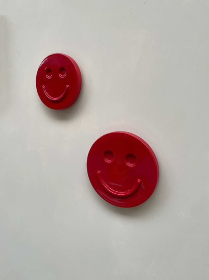 HAPPY ceramic wall art red smiley faces handcrafted ceramic wall decoration