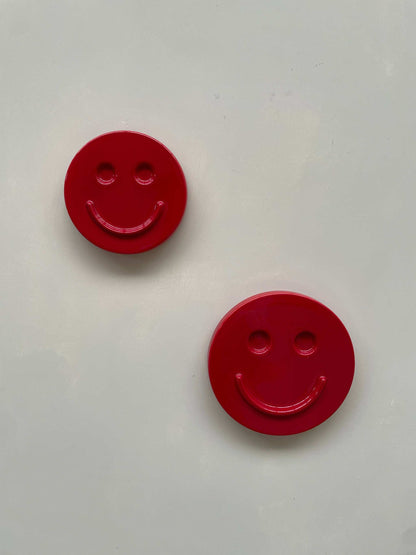 HAPPY ceramic wall art red smiley faces handcrafted ceramic wall decor