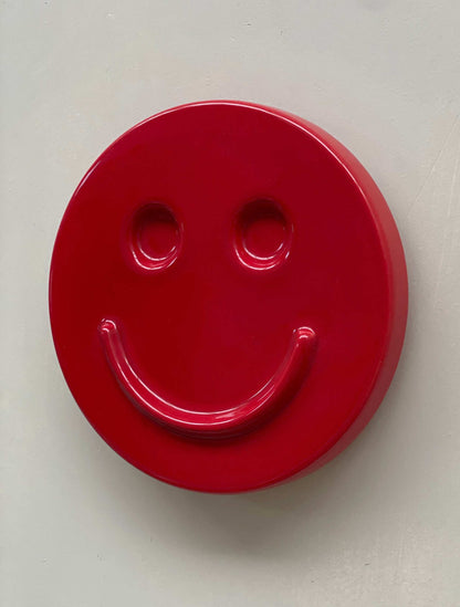 HAPPY ceramic wall art red smiley face handcrafted ceramic decor