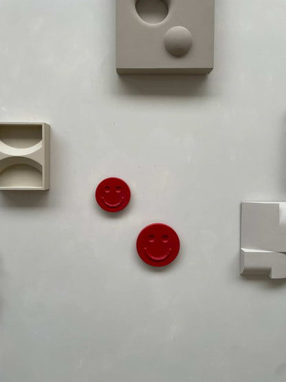 HAPPY ceramic wall art red smiley faces handcrafted ceramic decor