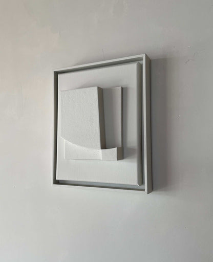 Canvas Level artwork with shadow white frame, structured plaster finish, and Certificate of Authenticity.