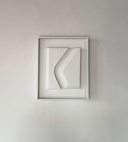 Canvas Erosian artwork with plant-based biodegradable PLA, shadow white finish, framed on canvas, 33.5 x 27.5 cm.