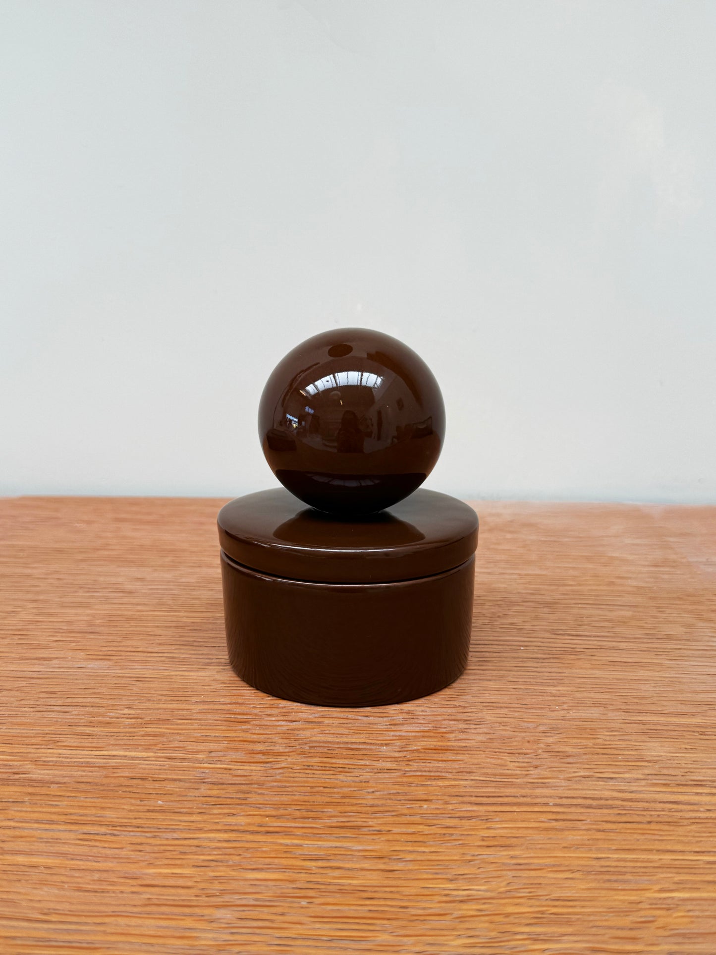 Ceramic box 'BOULE' • MEDIUM • SET OF 3  • Cappuccino • Chocolat • Rust Burgundy
