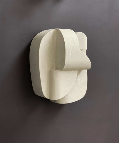 Ida Sculpture (Large) with light crackle finish, organic form, wall-mounted.