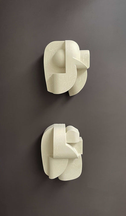 "Ida BAL Sculpture Large - Light Crackle Finish, Organic Wall Art"