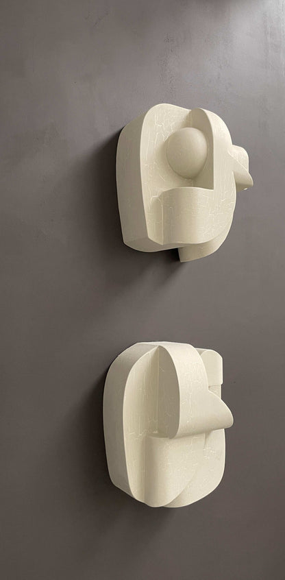 Ida Sculpture Large light crackle with organic design and hand-painted finish.