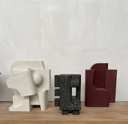 Odile Sculpture with hand-painted crackle finish, organic architectural form.