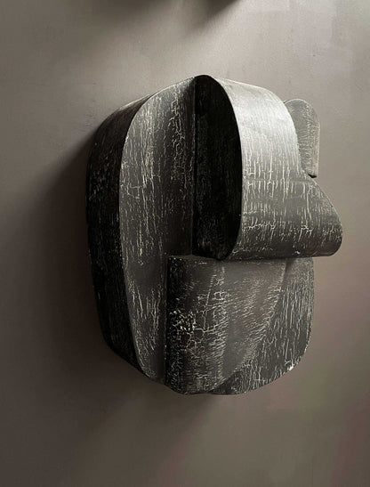 Ida Sculpture Large with crackle finish, organic form, hand-painted wall art, architectural elegance.