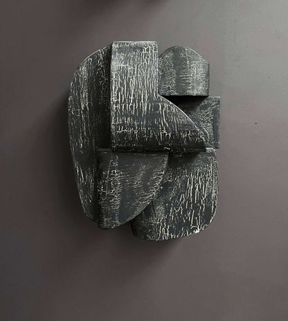 Ida Sculpture Large with crackle finish, depicting organic architectural form in hand-painted design.