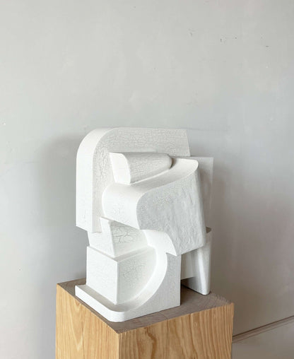 Mien Sculpture large crackle, organic wall art with hand-painted finish.