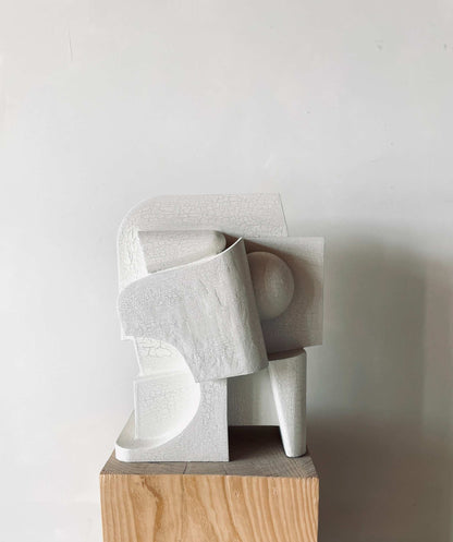 Mien Sculpture large crackle wall art with hand-painted finish.