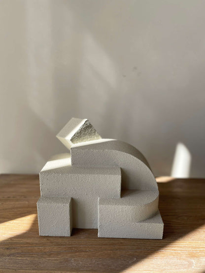 Organic wall sculpture 'Erica' in sand color with hand-painted finish, size 25x21.2x21.2 cm.