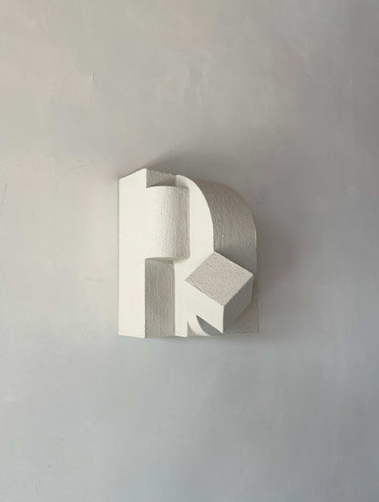 Erica sculpture in sand, organic wall art with hand-painted finish.