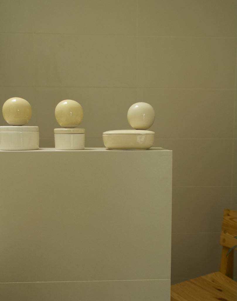 Ceramic box 'BOULE' • SET of 3 • Vanilla 01