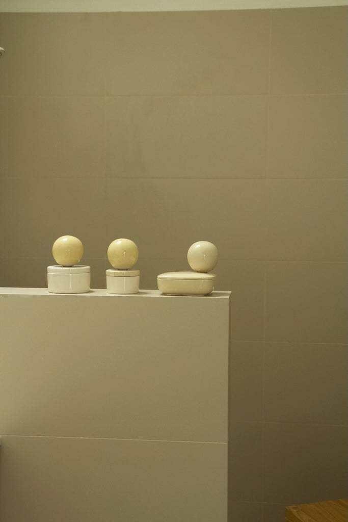 Ceramic box 'BOULE' • SET of 3 • Vanilla 01