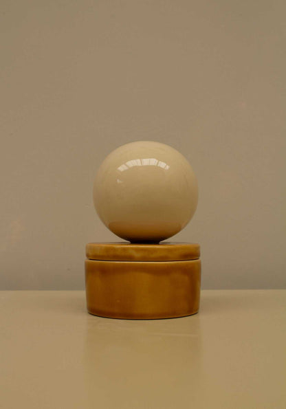 Ceramic box 'BOULE' set of 5 in Cognac 03, handmade and stylish for keepsakes.