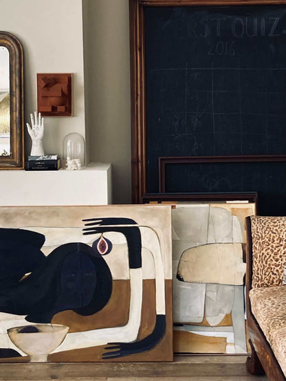 Charlotte Sculpture in sand, organic wall art with hand-painted finish, inspired by architectural forms.