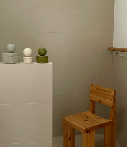 Ceramic box BOULE • SET of 3 • Green 01 - Handmade Storage