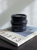 Black ceramic scented candle holder from Shape 03, hand-crafted for the Shapes Collection.