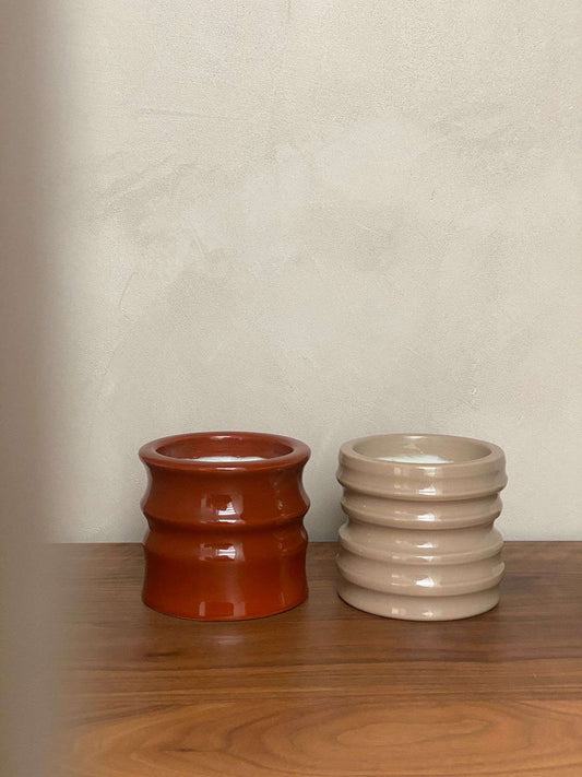 Shape 04.01 Stone candle holders by Royal Goedewaagen and L'AIMÉ, handcrafted ceramic design.