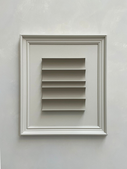 Vintage Frame Jolie with exclusive artwork by Edith Beurskens, shadow white frame, and brown wood finish.